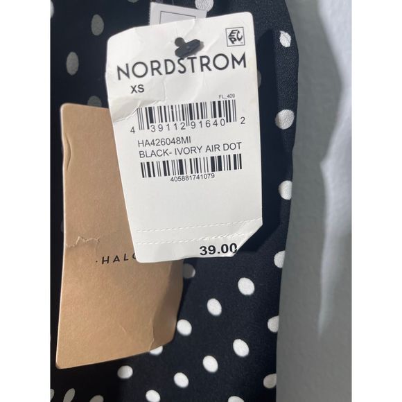 NWT Halogen Scoop Neck Woven Shell Top In Black- Ivory Air Dot Size XS - Picture 12 of 16
